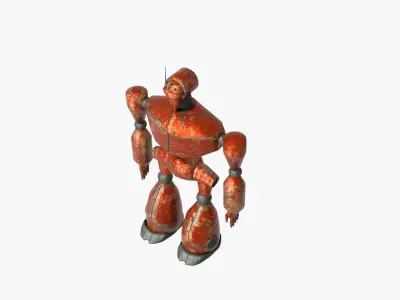 Rusty red robot Low-poly 3D model