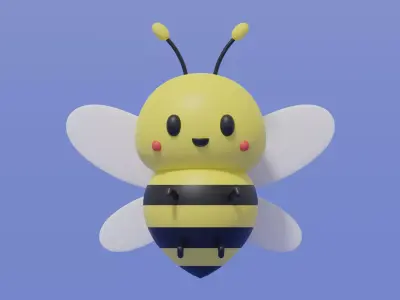 Cute Cartoon Bee 3D model