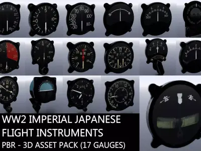 WW2 IMPERIAL JAPANESE FLIGHT INSTRUMENTS - ASSET PACK Low-poly 3D model