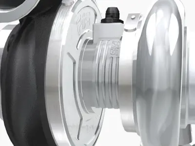 Forced Inductions GTR 107mm GEN4 black polished turbocharger Low-poly 3D model