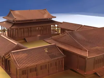 Chinese ancient  courtyard house 3D model