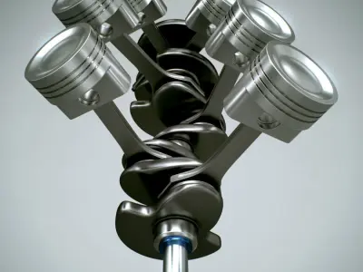 Animated V6 Engine Cylinders 3D model