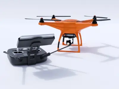 Drone with remote control Low-poly 3D model