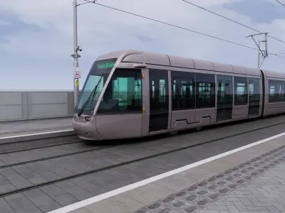 Dublin city tram and station 3D model