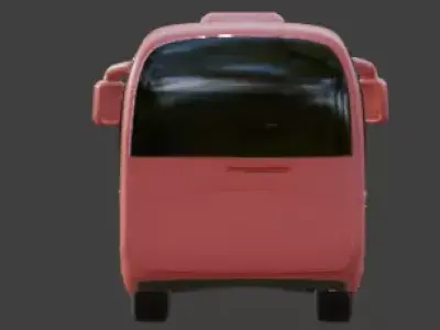 Pink Cartoon Bus 3D Model Low-poly 3D model