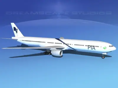 Boeing 777-300 MP Pakistan Airlines 3D model