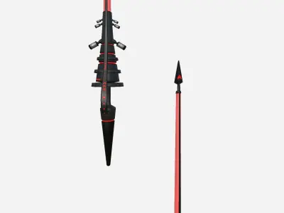SciFi War Lance A04 Red Black - Sci Fi Weapon Design Low-poly 3D model