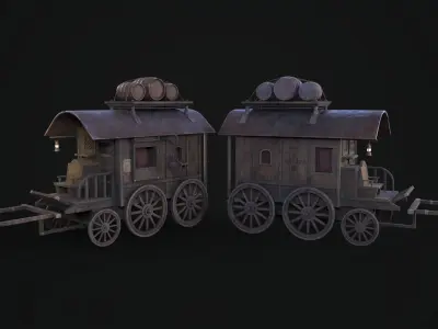 Medieval Carriage  Low-poly 3D model purchase