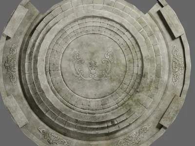 altar circular stone structure Low-poly 3D model