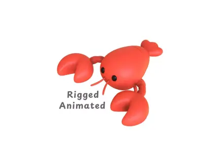 Cartoon Shrimp Rigged Low-poly 3D model
