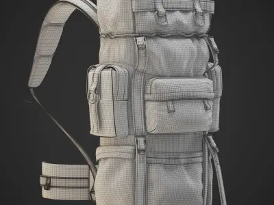 Military Backpack Collection Low-poly 3D model