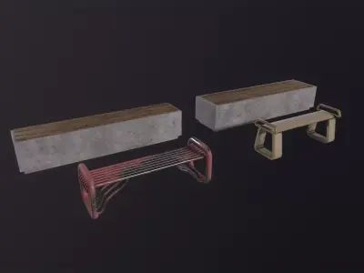 Bench 3D Model Low-poly 3D model