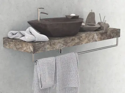 Stone rock washing bathroom 3D model