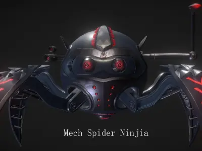 Mech-Spider-ninjia spider with eyes Low-poly 3D model