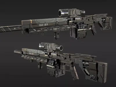 Modular Sci-fi gun Low-poly 3D model