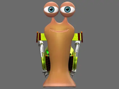 Cartoon Snail racing Turbo car 3D Low-poly 3D model