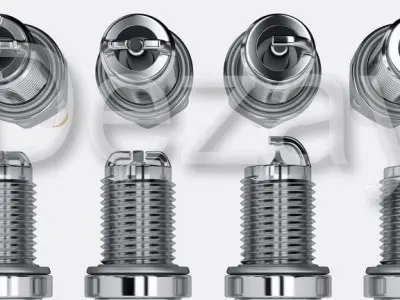Four different spark plugs 3D model