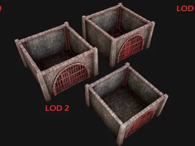 Medieval Prison Cell Aviary Low-poly 3D model