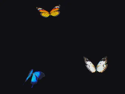 Butterfly Insect Flock Animated Fly Animal Wing Butterflies Low-poly 3D model