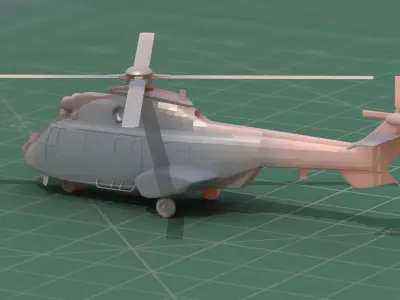 AS532 Cougar Military Helicopter 3D Print Model Kit 3D print model