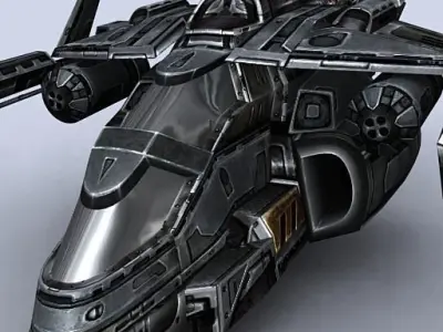 3DRT - Sci-Fi Gunship 6  Low-poly 3D model