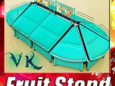 Fruit Stand Store Display Smoothable 3D model