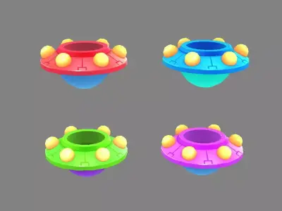 Cartoon alien spaceship - UFO Low-poly 3D model