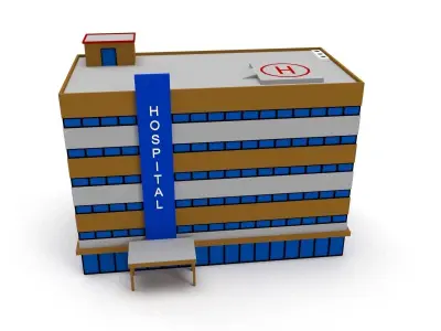 Game Ready Low Poly Hospital building Low-poly 3D model