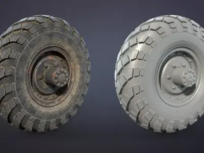 Truck Wheel 02 GAZ-66 Low-poly 3D model