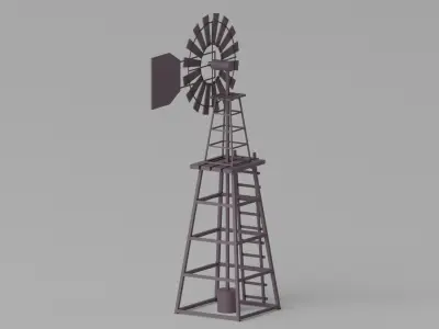 Cartoon Western Windmill 3D model