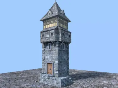 medieval watch tower 3D model