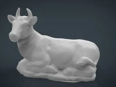 3D Cow statue of Low-poly 3D model