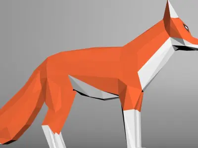 low poly fox in polygons Low-poly 3D model