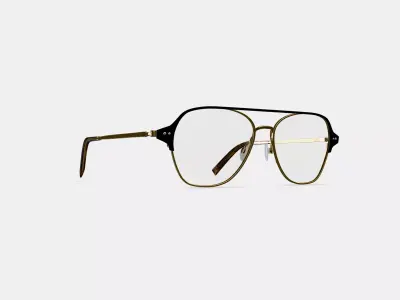 Corson Eyeglasses in Jet Black with Polished Gold 3D model