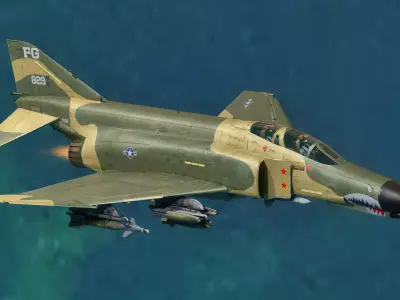 F4 Phantom 2 Forest-with Cockpit-Fully Rigged-High Resolution Low-poly 3D model