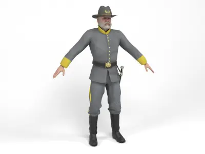 Confederate Officer Low-poly 3D model