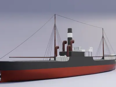Simple model of Karlsruhe 1905 german cargo steamer ship 3D model