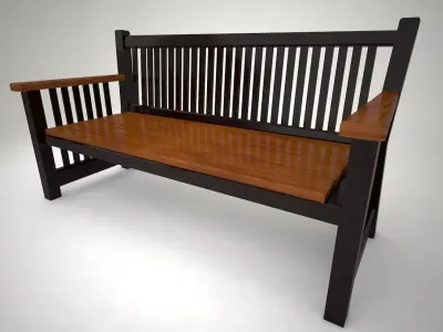 Wooden Bench 3D model 7