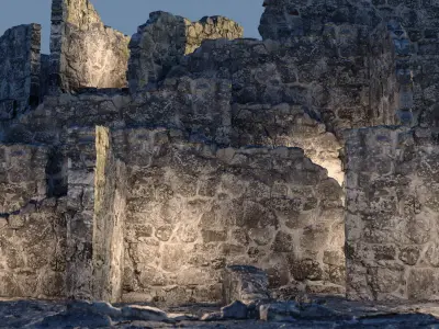 Old castle wall part G Low-poly 3D model