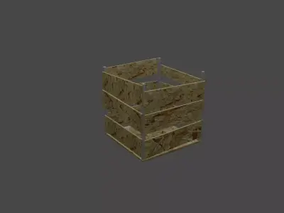 Wooden box for stones food tools Free low-poly 3D model