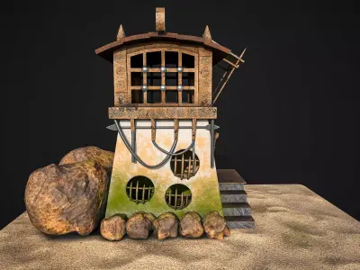 Stylized Medieval Watchtower PBR Textured 3D Model 3D model