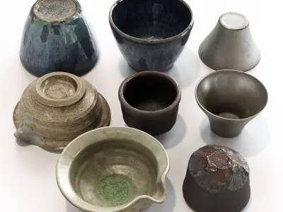 Japanese Tableware Set 6 - sake cup Low-poly 3D model