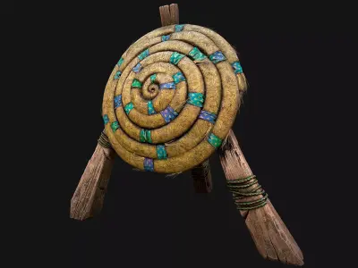 Straw Target Archer Medieval Training Fair Range Barracks Low-poly 3D model