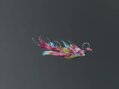 Sea Fish Pink Low-poly 3D model