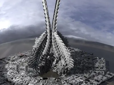 Robot Dino Spine Curved Tower tall 3D model