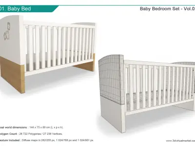 Wooden Baby Bedroom 3D model