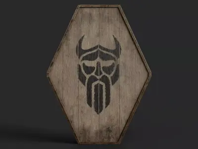 Slavic diamond-shaped shield painted God symbol Low-poly 3D model