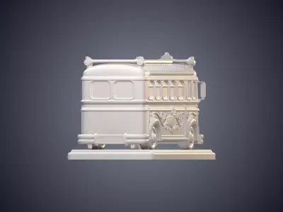 Ornate Vintage Bus Statue on Rectangle Pedestal PM-913 3D print model