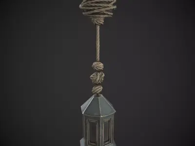 Hanging Medieval Lamp Low-poly 3D model