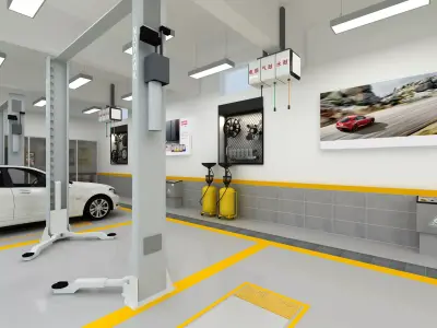 Auto repair shop Low-poly 3D model